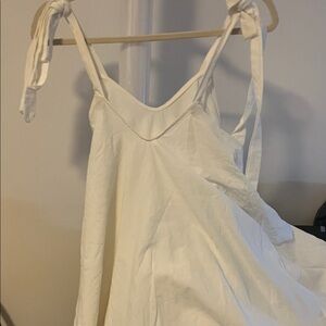 White Sleeveless Dress with Tie Straps